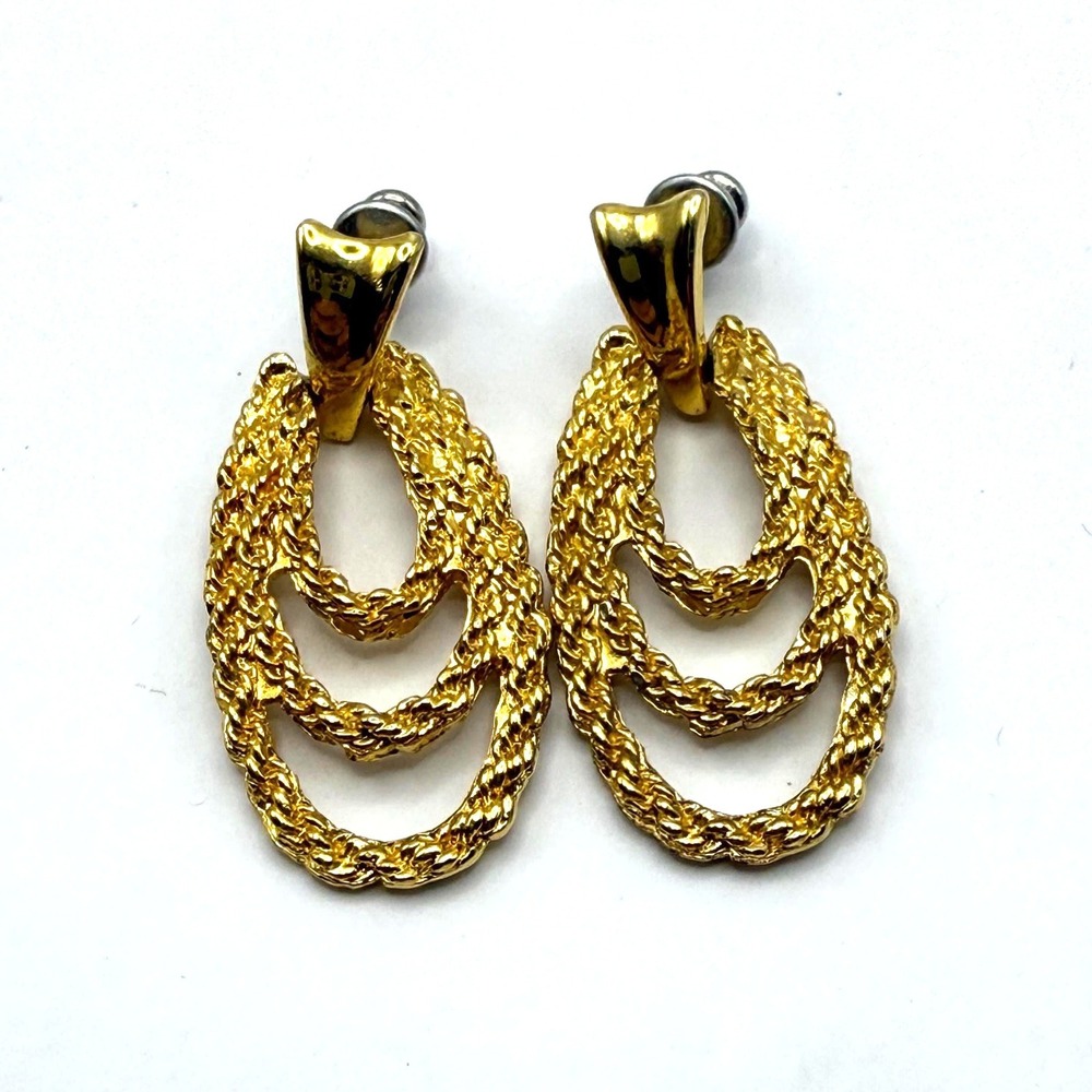 Vintage Gold Tone Chain Link Dangle Earrings – Classic Statement Jewelry